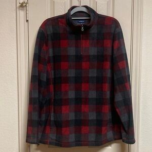 Men's Croft & Barrow Arctic Fleece Quarter-Zip Pullover Dark Red Black Gray Sz L